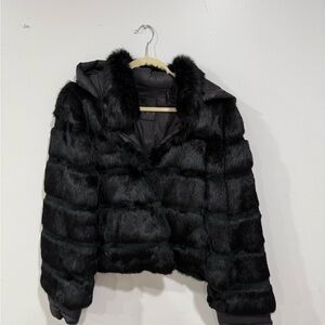 DAWN LEVY Women's Black Fur Jacket